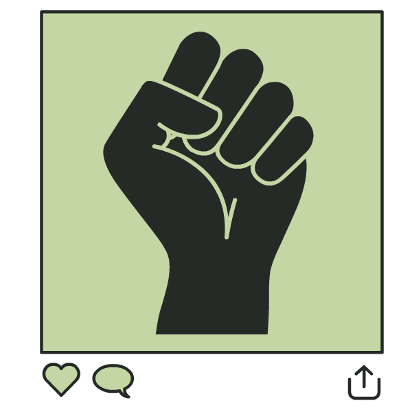 illustrated Instagram post of a social justice fist