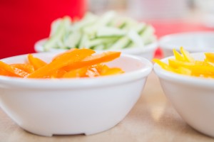 bowls of different foods