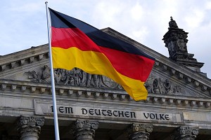 German flag and architecture